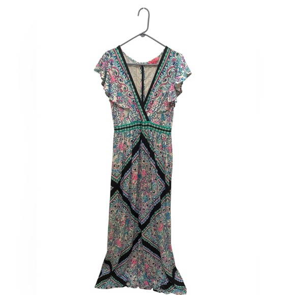 LILLY PULITZER Size 12 Roselle Let’s Get Wild Knit Flutter Sleeve Maxi Dress - Picture 1 of 6